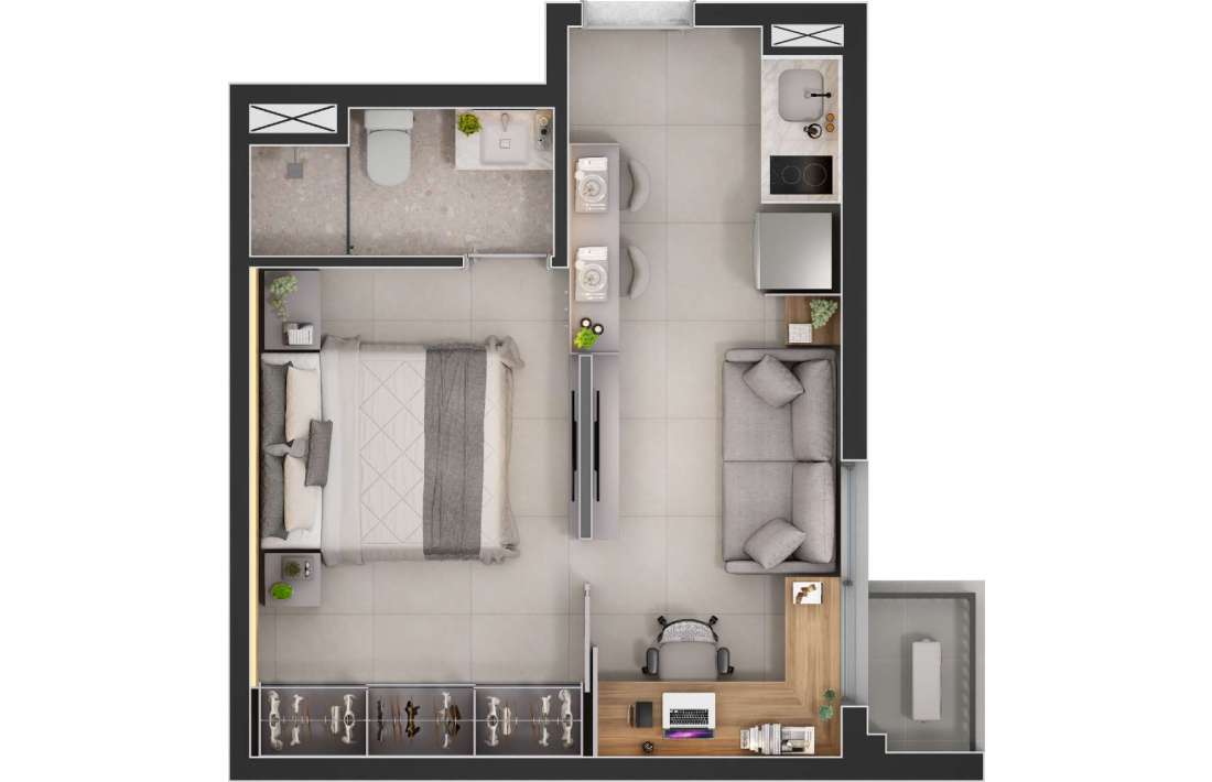 Studio 32,68m²