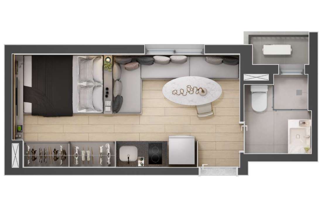 Studio 22,43m²